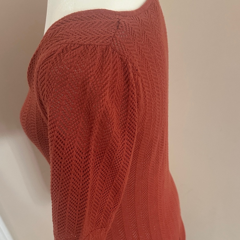 Reitmans Rust Openwork Square-Neck Knit Top - Picture 4 of 5